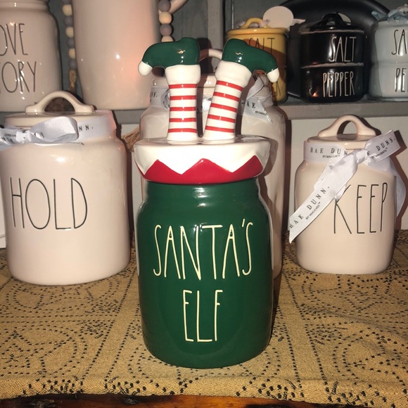 Rae Dunn Holiday Rae Dunn Santas Elf Baby Canister With Elf Feet